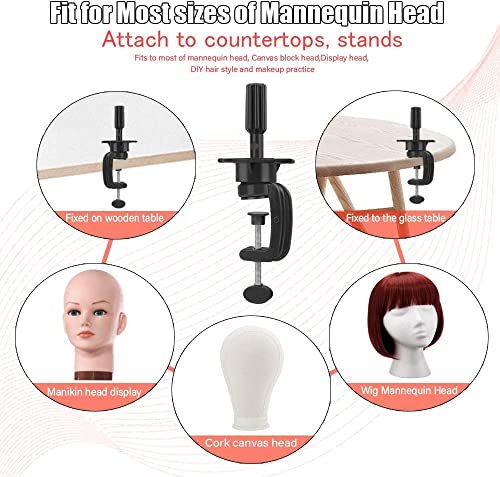 Teenitor Wig Mannequin Head Stand, 2 Pack Cosmetology Manikin Stand - Black Wig Stand Holder for Styling and Display - görsel 7