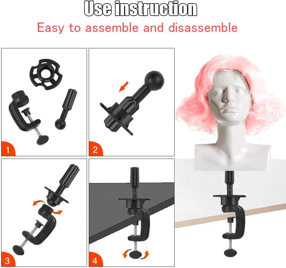 Teenitor Wig Mannequin Head Stand, 2 Pack Cosmetology Manikin Stand - Black Wig Stand Holder for Styling and Display - görsel 5