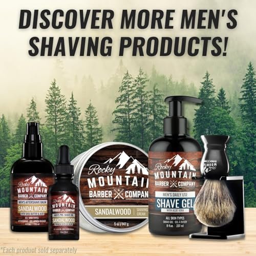 Premium Sandalwood Shaving Cream for Men – Thick Lather, Traditional & Cartridge Shaving – Rocky Mountain Barber Company (5 oz Tin) Avelisse