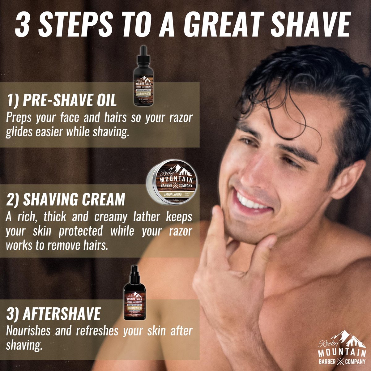 Premium Sandalwood Shaving Cream for Men – Thick Lather, Traditional & Cartridge Shaving – Rocky Mountain Barber Company (5 oz Tin) Avelisse