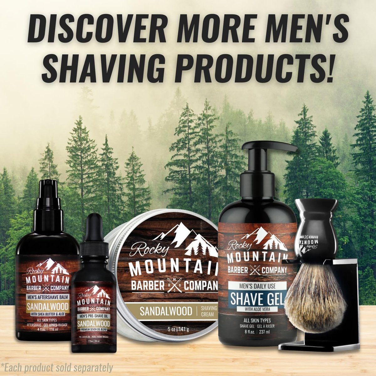 Premium Sandalwood Shaving Cream for Men – Thick Lather, Traditional & Cartridge Shaving – Rocky Mountain Barber Company (5 oz Tin) Avelisse