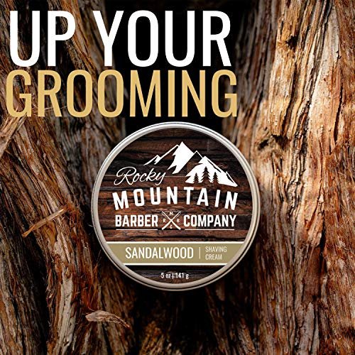 Premium Sandalwood Shaving Cream for Men – Thick Lather, Traditional & Cartridge Shaving – Rocky Mountain Barber Company (5 oz Tin) Avelisse