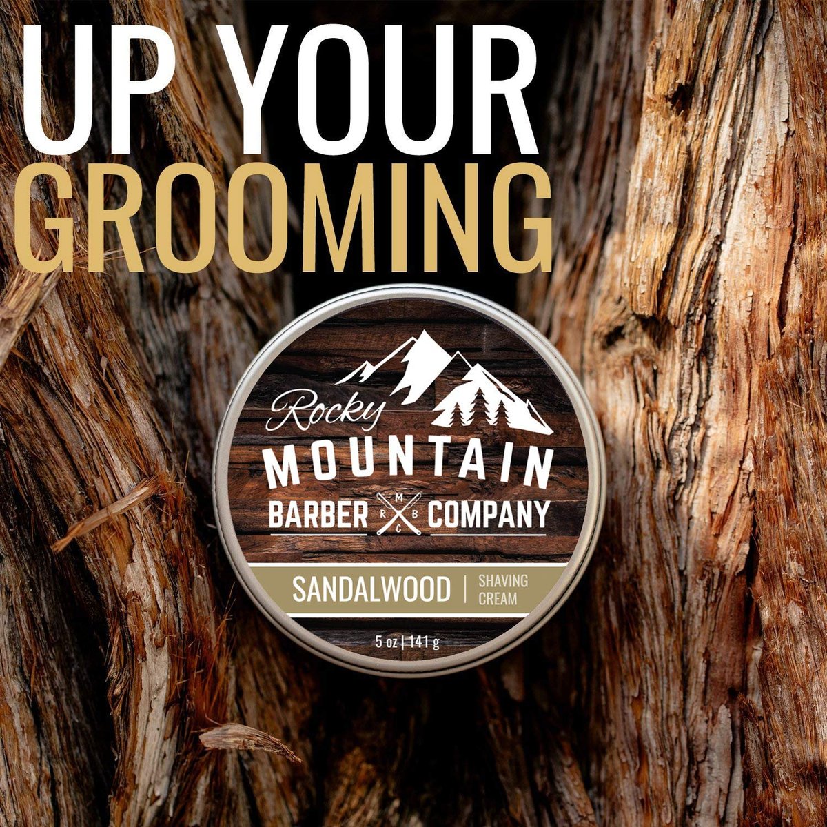 Premium Sandalwood Shaving Cream for Men – Thick Lather, Traditional & Cartridge Shaving – Rocky Mountain Barber Company (5 oz Tin) Avelisse