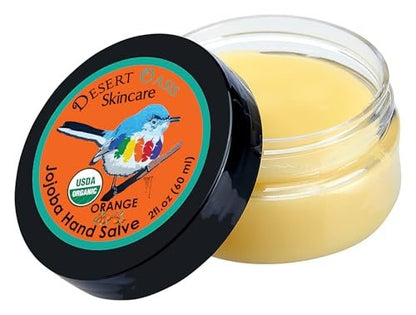 Organic Orange Hand Salve – Over 50% Jojoba Oil, Beeswax & Avocado Oil – Bright Citrus Balm for Dry Hands, Feet, Cuticles & Sensitive Skin (2 oz) Avelisse