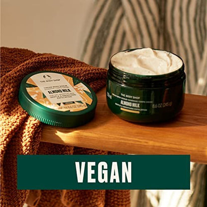 The Body Shop Almond Milk Gentle Exfoliating Cream Body Scrub – Soothing Exfoliation for Sensitive Skin – Vegan – 8.6 oz