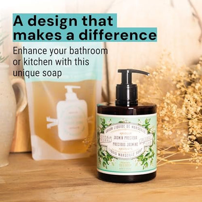 Panier des Sens Jasmine Liquid Hand Soap – French Savon de Marseille, 97% Natural Ingredients, Gentle & Moisturizing Hand Wash, 16.9 fl oz Avelisse