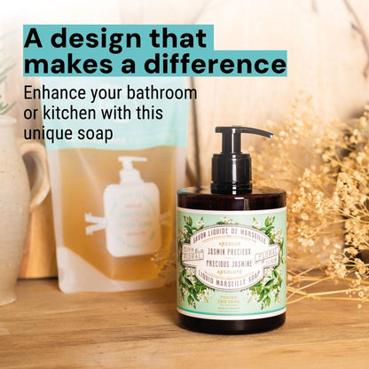 Panier des Sens Jasmine Liquid Hand Soap – French Savon de Marseille, 97% Natural Ingredients, Gentle & Moisturizing Hand Wash, 16.9 fl oz Avelisse