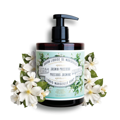 Panier des Sens Jasmine Liquid Hand Soap – French Savon de Marseille, 97% Natural Ingredients, Gentle & Moisturizing Hand Wash, 16.9 fl oz Avelisse