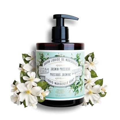 Panier des Sens Jasmine Liquid Hand Soap – French Savon de Marseille, 97% Natural Ingredients, Gentle & Moisturizing Hand Wash, 16.9 fl oz Avelisse