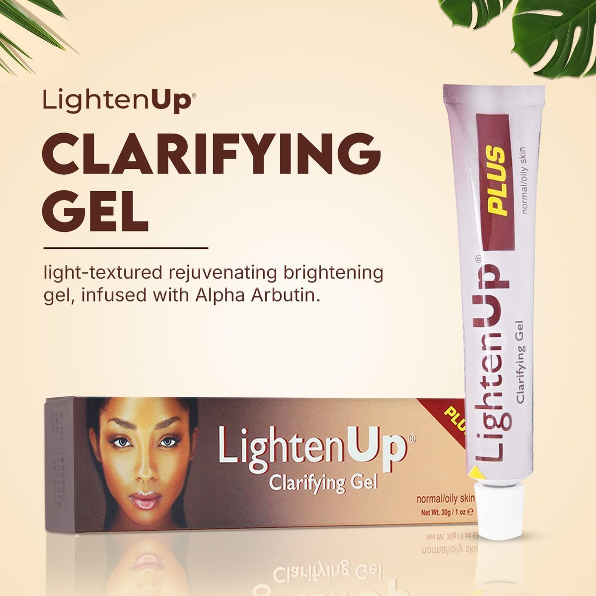 Lighten-Up Plus Clarifying Gel - Brightening Cream for Knuckles, Elbows, Hands, Armpits with Alpha Arbutin & Tamarind Extract - 1 fl oz / 30 ml Avelisse