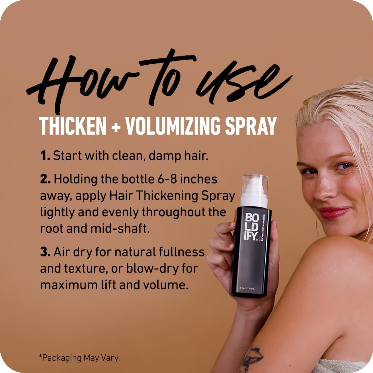 Boldify Hair Thickening Spray - Volume Booster - Stylist-Recommended Texture Spray for Hair Women & Men - 8oz - görsel 13