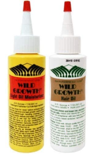 Wild Growth Set: Hair Oil 4 oz + Light Oil Moisturizer 4 oz – Natural Hair Regrowth Treatment Avelisse