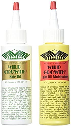 Wild Growth Set: Hair Oil 4 oz + Light Oil Moisturizer 4 oz – Natural Hair Regrowth Treatment Avelisse