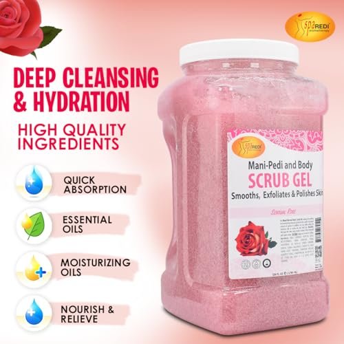 SPA REDI Professional Foot Scrub Gel – Dual-Action Pedicure Treatment for Softer, Nourished Feet (128 oz Gallon) Avelisse