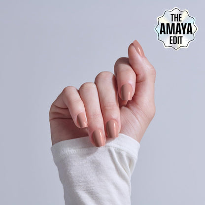 KISS Core Press On Nails - Embullience, Beige, Short Squoval - 32 Nails with Glue, Manicure Stick & Mini File Avelisse