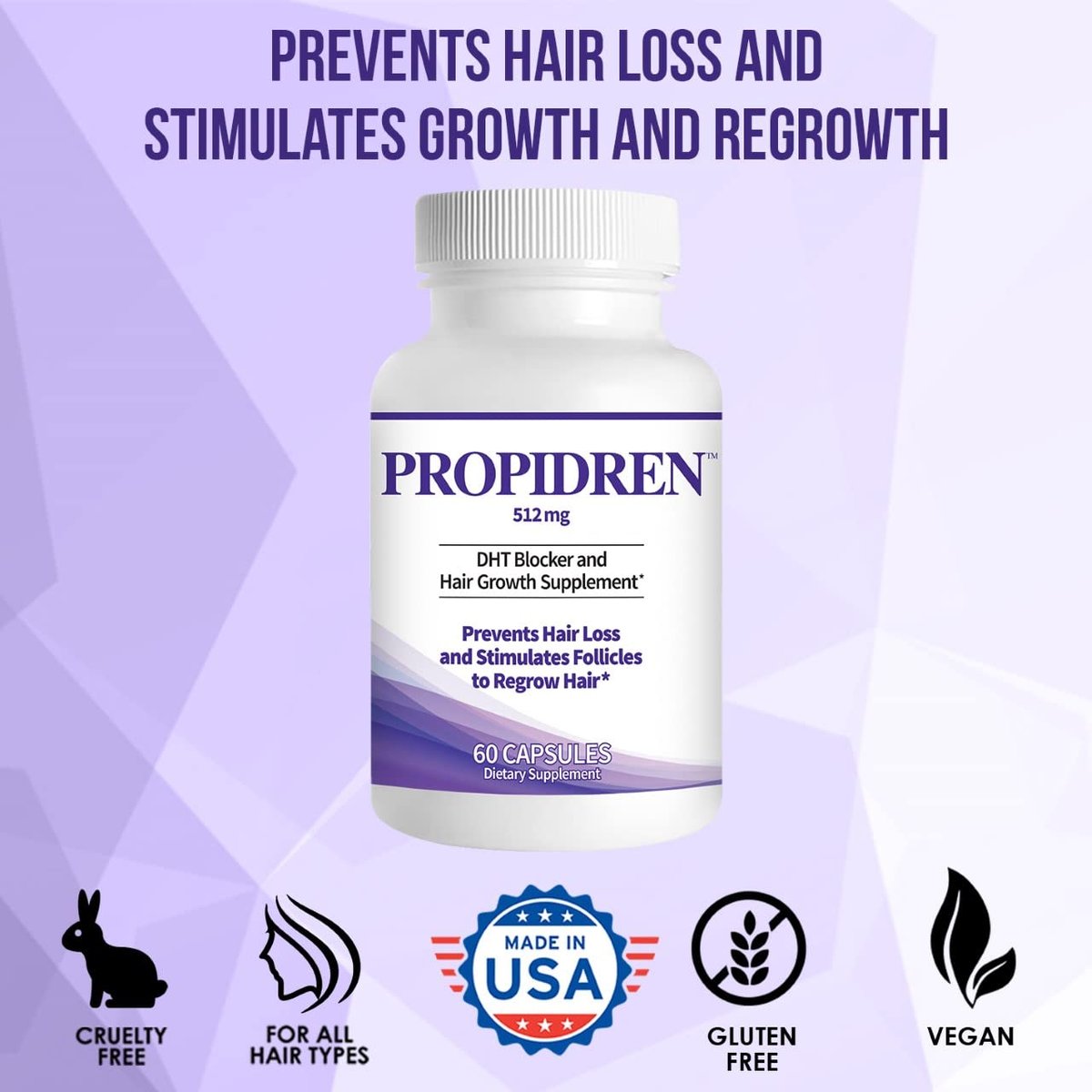 Propidren by HairGenics - DHT Blocker & Hair Growth Capsules | Natural Hair Regrowth Treatment for Men & Women Avelisse
