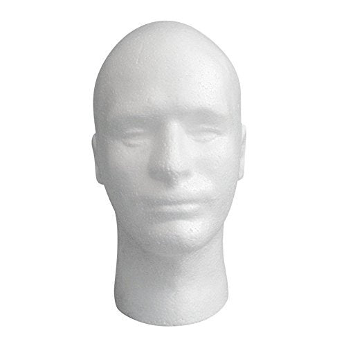 LIAMTU Male Wig Display Mannequin Head Stand – Styrofoam Foam White, 1 Pack Avelisse