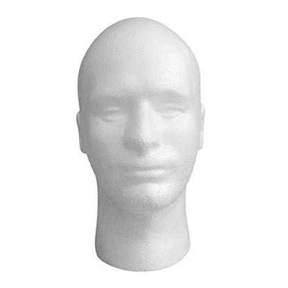 LIAMTU Male Wig Display Mannequin Head Stand – Styrofoam Foam White, 1 Pack Avelisse