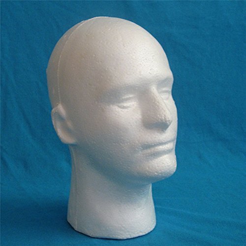 LIAMTU Male Wig Display Mannequin Head Stand – Styrofoam Foam White, 1 Pack Avelisse