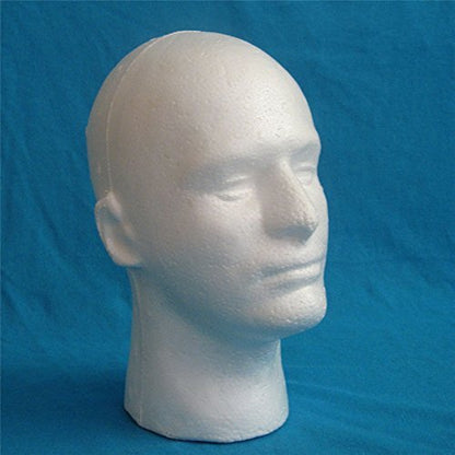 LIAMTU Male Wig Display Mannequin Head Stand – Styrofoam Foam White, 1 Pack Avelisse