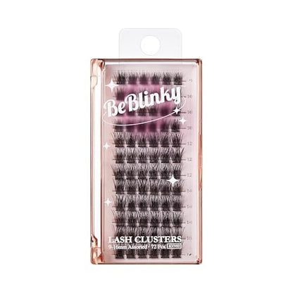 BeBlinky False Eyelashes Lash Extension Kit 03 - 72 Voluminous Clusters (9mm-16mm), Easy to Apply & Remove, No Damage