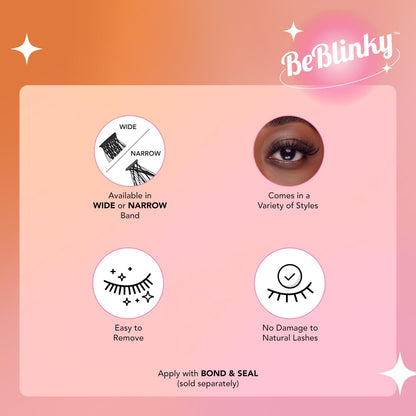 BeBlinky False Eyelashes Lash Extension Kit 03 - 72 Voluminous Clusters (9mm-16mm), Easy to Apply & Remove, No Damage