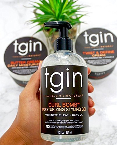 tgin Curl Bomb Moisturizing Styling Gel – Frizz Control, Curl Defining & Moisturizing Hair Gel with Olive Oil & Nettle Leaf – For Curly, Coily & Wavy Hair (13 oz Pump Bottle) Avelisse