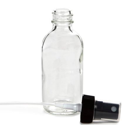 Vivaplex 6-Pack 2 oz Clear Glass Spray Bottles with Black Fine Mist Sprayers - Refillable Travel Size