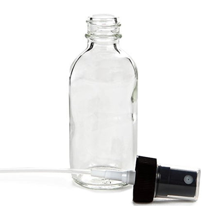Vivaplex 6-Pack 2 oz Clear Glass Spray Bottles with Black Fine Mist Sprayers - Refillable Travel Size