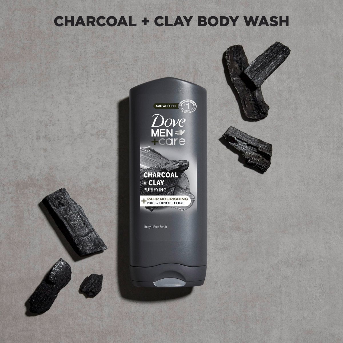 Dove Men+Care Purifying Charcoal + Clay Body and Face Wash, 13.5 oz - görsel 5
