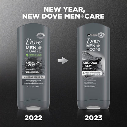 Dove Men+Care Purifying Charcoal + Clay Body and Face Wash, 13.5 oz