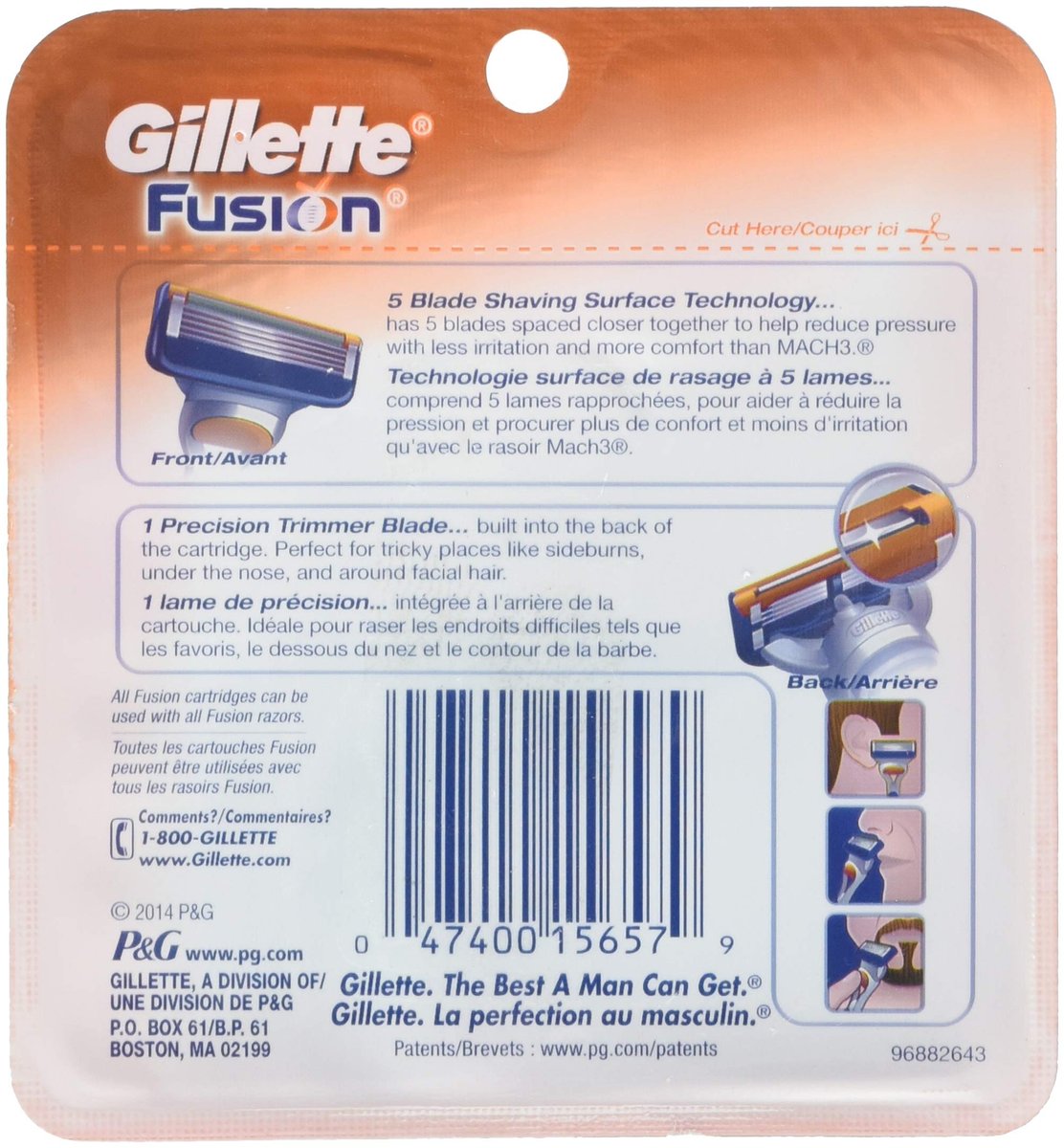 Gillette Fusion Razor Blade Cartridges - 4 Count (Pack of 1) - görsel 3
