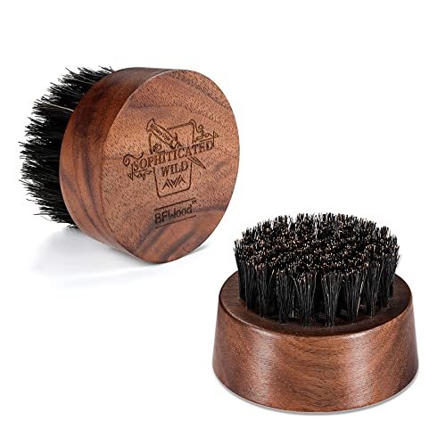 BFWood Beard Brush for Men - Boar Bristles Small and Round - Black Walnut Wood - görsel 2