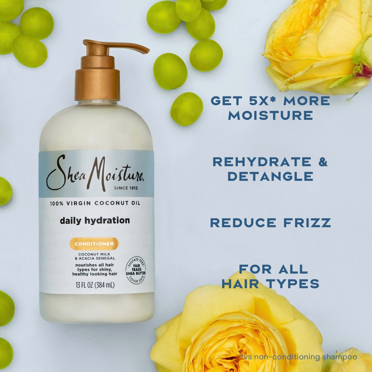 Shea Moisture Daily Hydrating Conditioner with Virgin Coconut Oil, Sulfate-Free, 13 oz - For All Hair Types - görsel 10