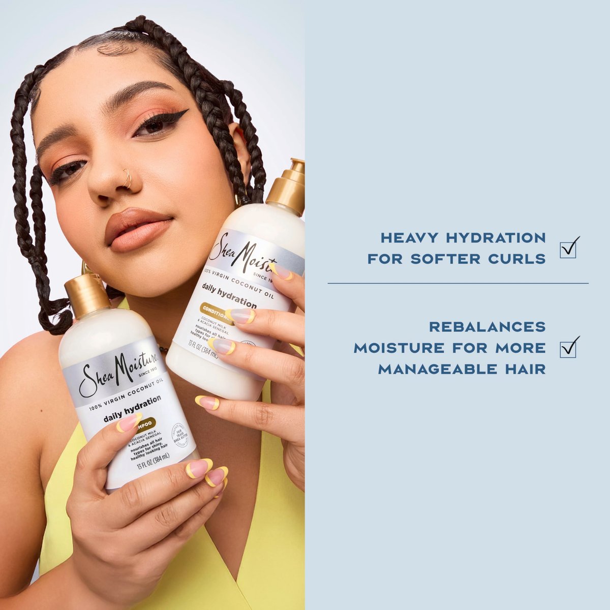 Shea Moisture Daily Hydrating Conditioner with Virgin Coconut Oil, Sulfate-Free, 13 oz - For All Hair Types - görsel 8