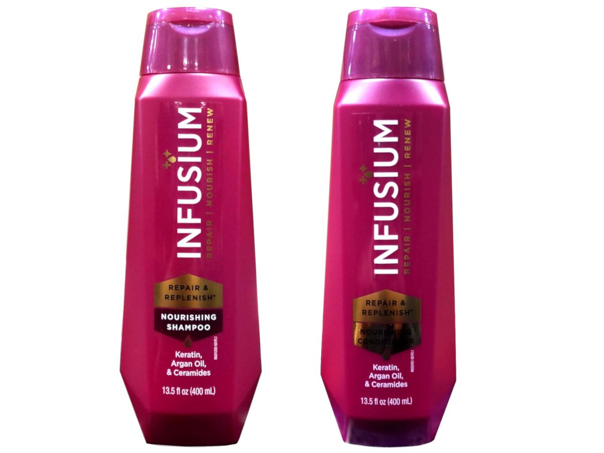 Infusium Moisturize & Replenish Shampoo and Conditioner Set - 13.5 oz Each, Restore Dry Hair Avelisse