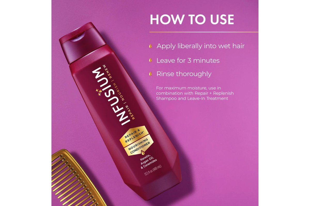 Infusium Moisturize & Replenish Shampoo and Conditioner Set - 13.5 oz Each, Restore Dry Hair Avelisse