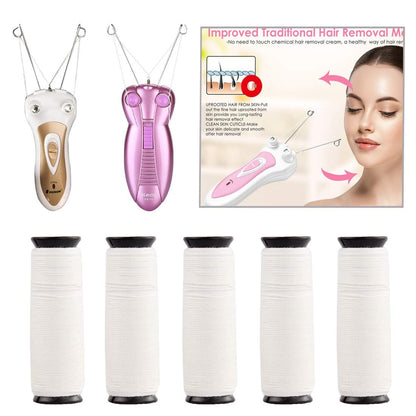 YUNAI 5-Pack Replacement Cotton Threads for Epilator Hair Removal | 2.4 oz Spools