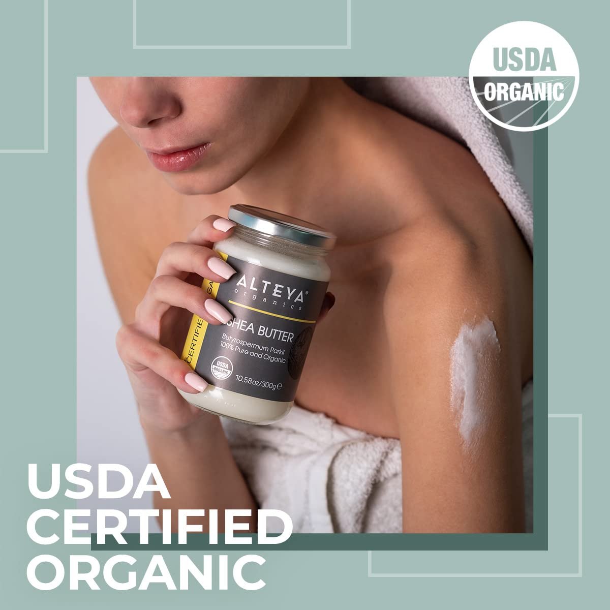 Alteya Organics 100% Pure Organic Shea Butter – 10.58 oz Glass Jar Avelisse