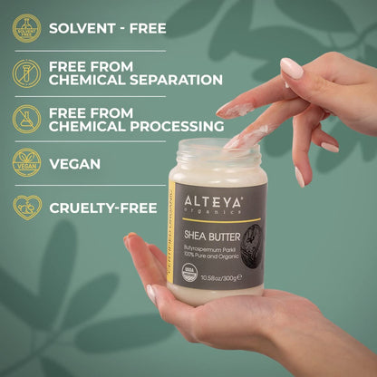 Alteya Organics 100% Pure Organic Shea Butter – 10.58 oz Glass Jar Avelisse
