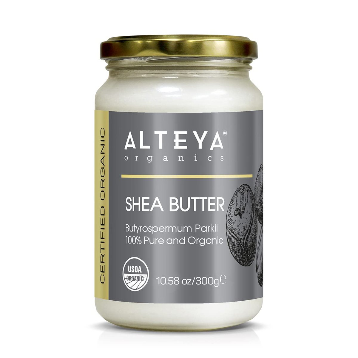 Alteya Organics 100% Pure Organic Shea Butter – 10.58 oz Glass Jar Avelisse