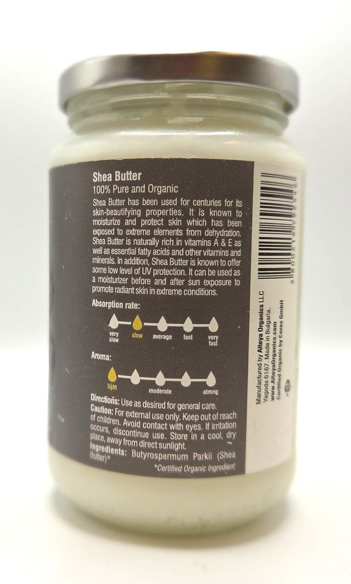 Alteya Organics 100% Pure Organic Shea Butter – 10.58 oz Glass Jar Avelisse