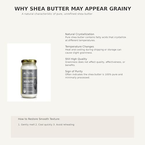 Alteya Organics 100% Pure Organic Shea Butter – 10.58 oz Glass Jar Avelisse