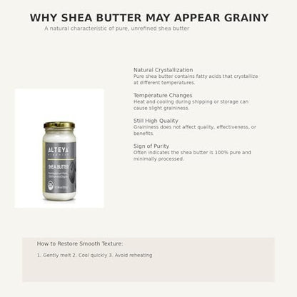 Alteya Organics 100% Pure Organic Shea Butter – 10.58 oz Glass Jar Avelisse