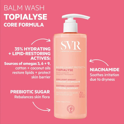 SVR Topialyse Cleansing Balm for Dry, Itchy & Sensitive Skin – Fragrance-Free Soothing Face & Body Wash with Niacinamide, 13.5 fl. oz. Avelisse