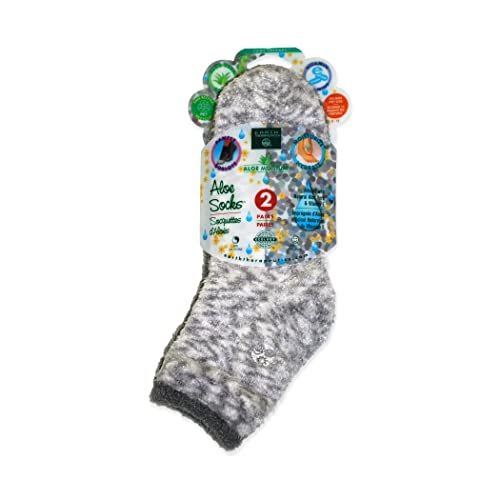 Earth Therapeutics Aloe Socks – Infused with Aloe Vera & Vitamin E for Dry Feet, Cracked Heels, Calluses – Grey/Confetti (2 Pairs) Avelisse