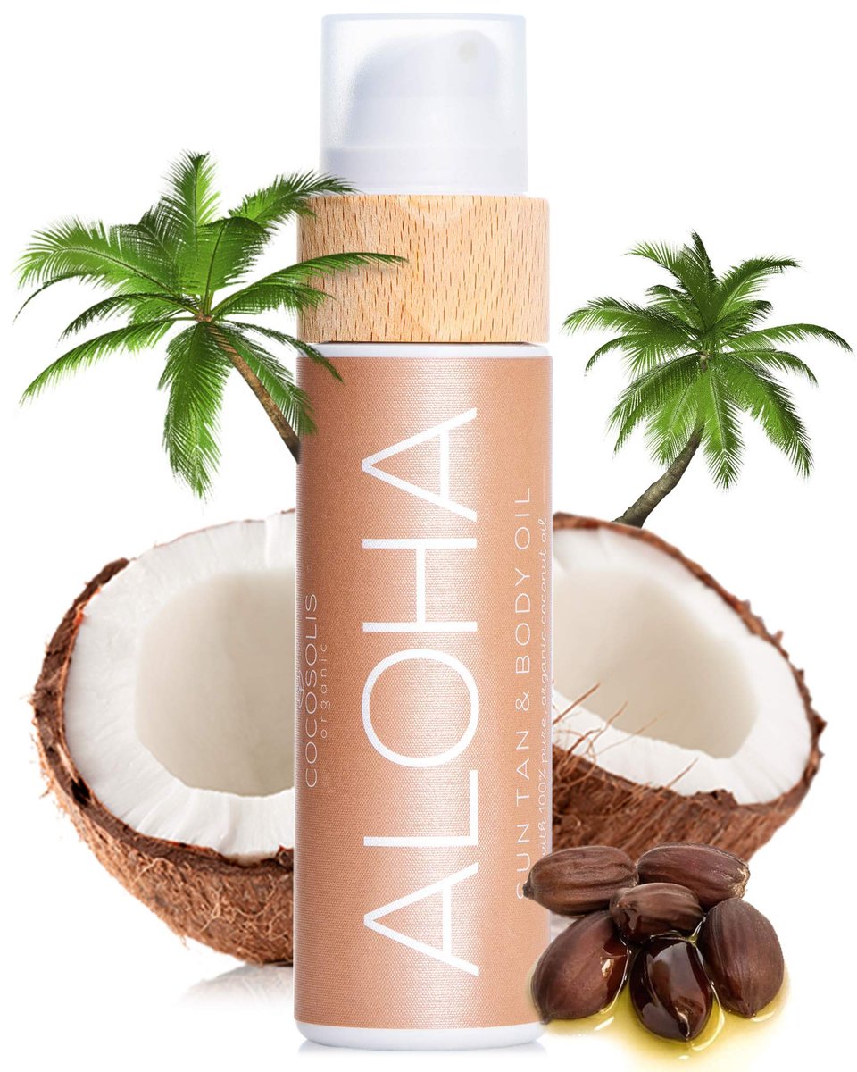 COCOSOLIS ALOHA Sun Tan & Body Oil - Organic Tanning Bed Lotion - Healthy Deep Chocolate Tan - Tanning Accelerator with 5 Precious Oils (110 ml) Avelisse