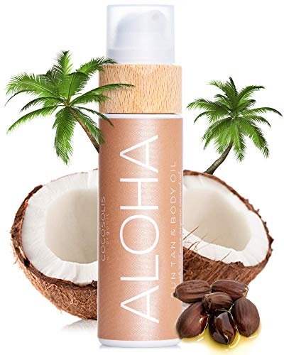 COCOSOLIS ALOHA Sun Tan & Body Oil - Organic Tanning Bed Lotion - Healthy Deep Chocolate Tan - Tanning Accelerator with 5 Precious Oils (110 ml) Avelisse