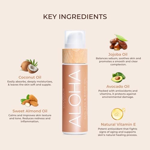 COCOSOLIS ALOHA Sun Tan & Body Oil - Organic Tanning Bed Lotion - Healthy Deep Chocolate Tan - Tanning Accelerator with 5 Precious Oils (110 ml) Avelisse