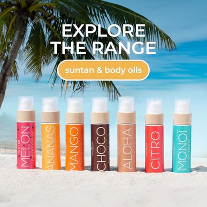 COCOSOLIS ALOHA Sun Tan & Body Oil - Organic Tanning Bed Lotion - Healthy Deep Chocolate Tan - Tanning Accelerator with 5 Precious Oils (110 ml) Avelisse